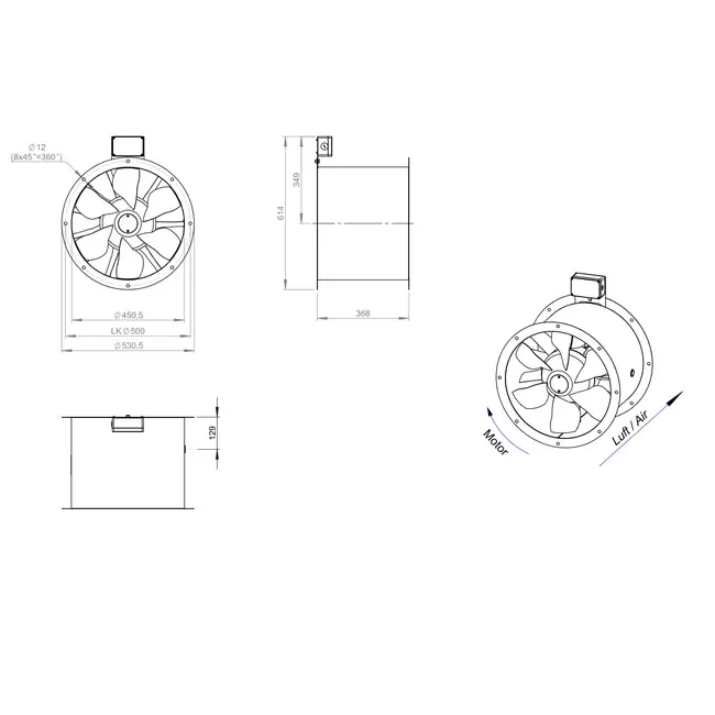 Axialer 450-mm-Rauchgasventilator F400 - AL 450 D4 F4 01 CFG