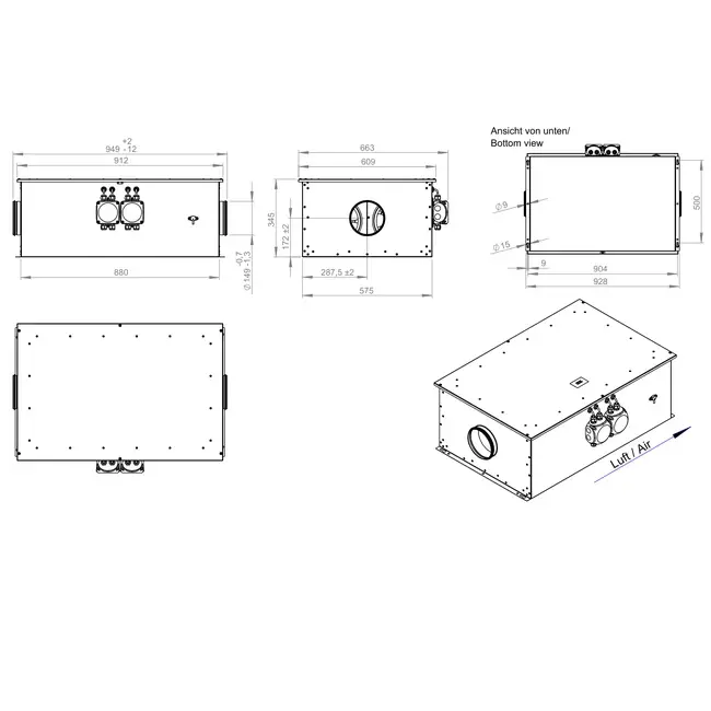 Rohrventilator 150 mm isoliert energieeffizient - EM DUO 150 EC K 01