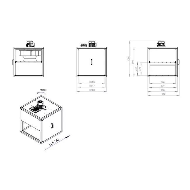 Außenlüftermotor für linearen Durchfluss - MPC TI 560 EC K01