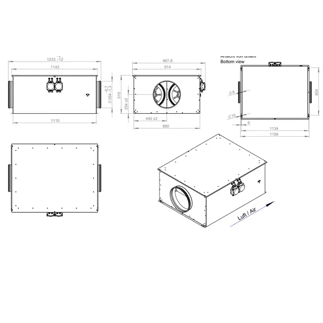 Rohrventilator 355 mm isoliert energieeffizient - EM DUO 355 EC K 01