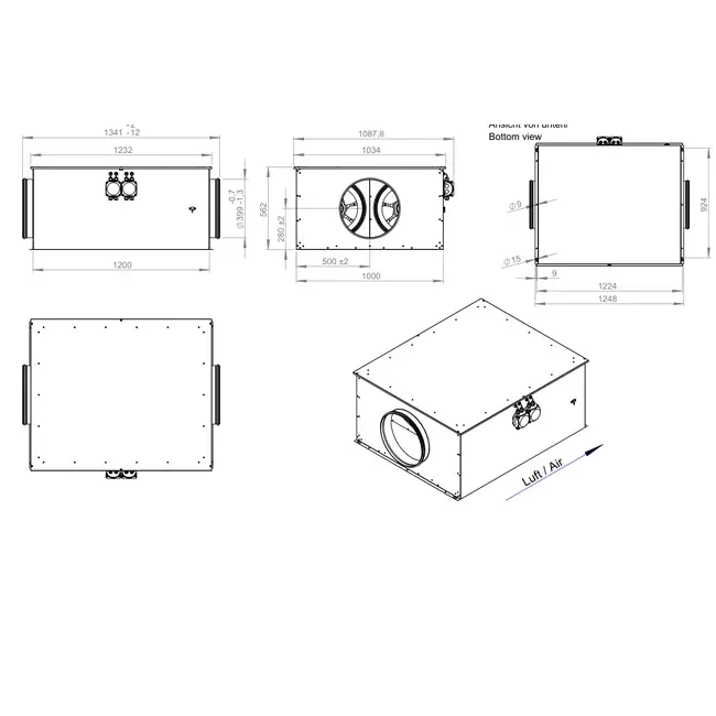 Rohrventilator 400 mm isoliert energieeffizient - EM DUO 400 EC K 01