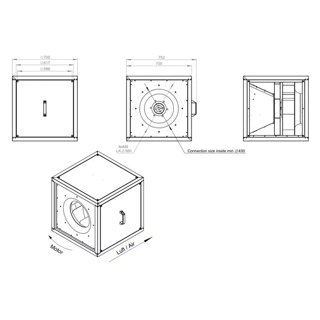 Motor des Kastenlüfters Außenluftstrom - MPC T 500 D4 K01
