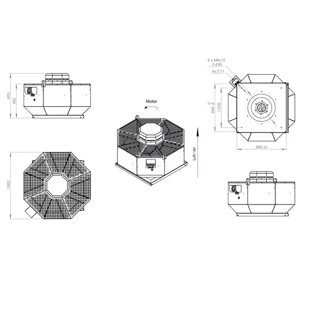 Dachventilator senkrecht Metall - DVL 450 D4 RK 02