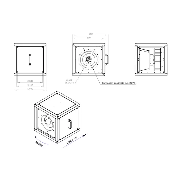 Motor des Kastenlüfters externer Luftstrom - MPC T 315 D2 I K 01