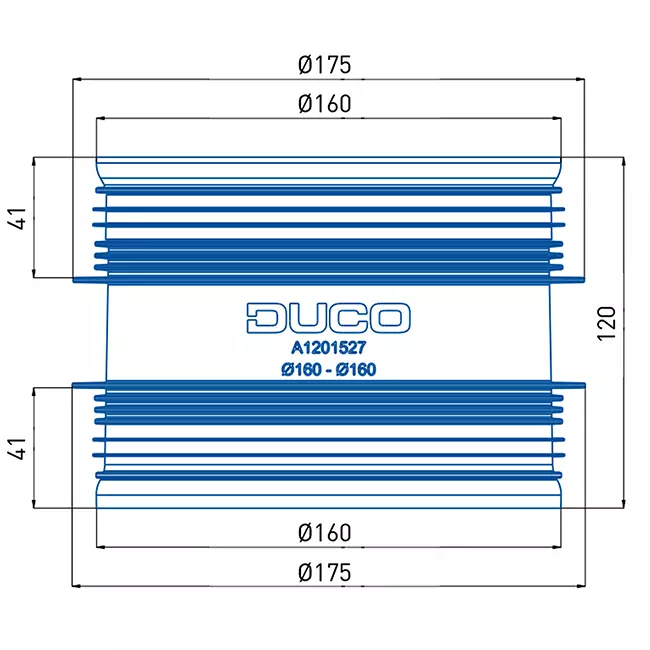 Duco Anschlussstück mit Gummi D160-D160 (M/M)