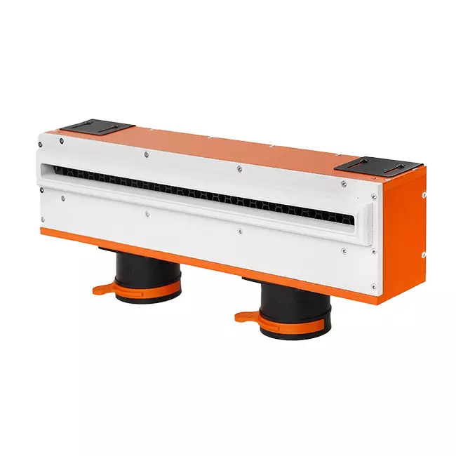 Ergovent verputzbarer rahmenloser Schlitzdurchlass 500 mm mit Anschlussdurchmesser 75 mm - Standard