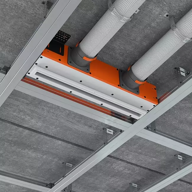 Ergovent verputzbarer rahmenloser Schlitzdurchlass 500 mm mit Anschlussdurchmesser 75 mm - Standard