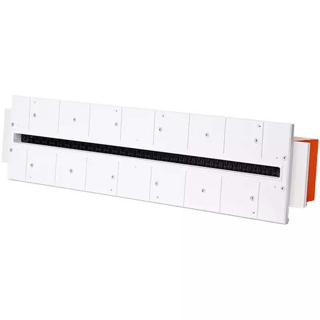 Ergovent verputzbarer rahmenloser Schlitzdurchlass 600 mm mit Anschlussdurchmesser 75 mm - Profil (vertikal)
