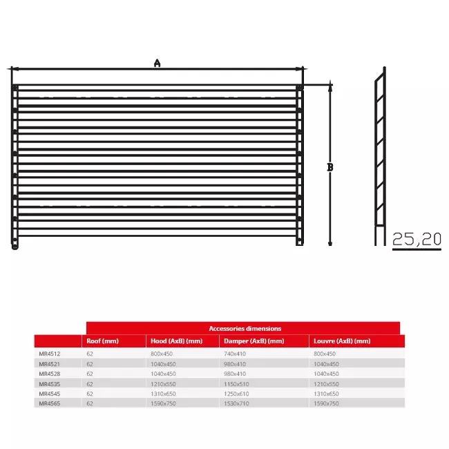 Maxivent by Econox Lamellengitter für MR4565 horizontal - LV