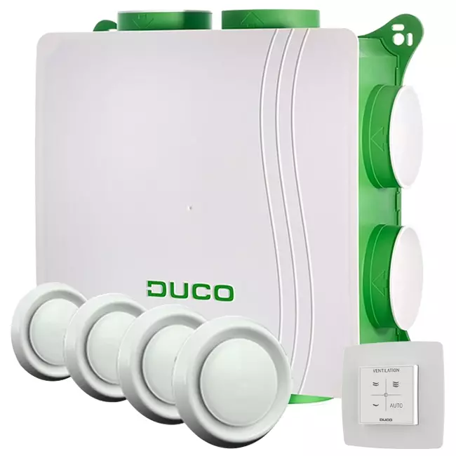 DucoBox Silent 2.0 400 m³/h + RF-Steuerung + 4 Ventile - Sicherheitsstecker