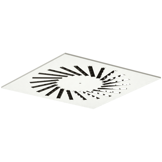 Drallauslass aus Stahl mit verstellbaren Leitblechen - 500x500 mm - RAL 9010