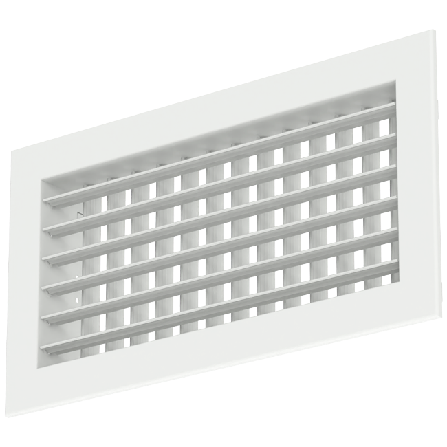 Doppeltes verstellbares Wandgitter aus Aluminium mit Dämpfer - mit Reibungsfedern - 500x100 mm - RAL 9016