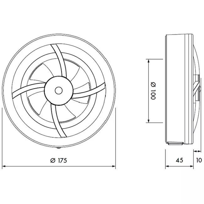 Solara Badventilator mit Wärmemotor - 100 mm Durchmesser - mattschwarz