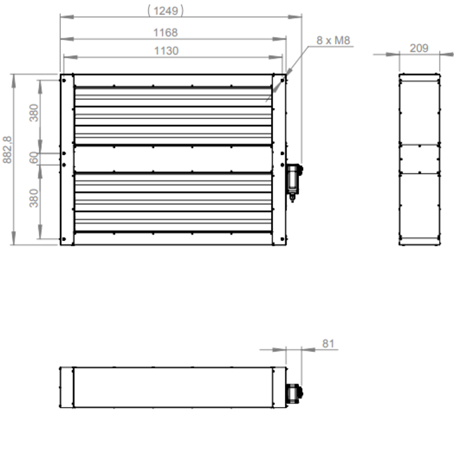 Motor-Absperrklappe mit Federrücklauf für ROTO K / RHE 4200 V – MAK R 4200 V01