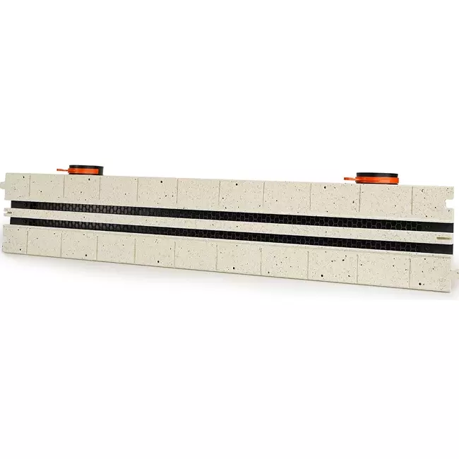 Ergovent rahmenloser Schlitzauslass 1050 mm mit Anschlussdurchmesser 90 mm - modular - 2 Schlitze
