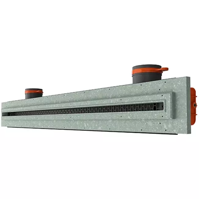 Ergovent verputzbarer rahmenloser Schlitzdurchlass 1000 mm mit Anschlussdurchmesser 75 mm - Standard