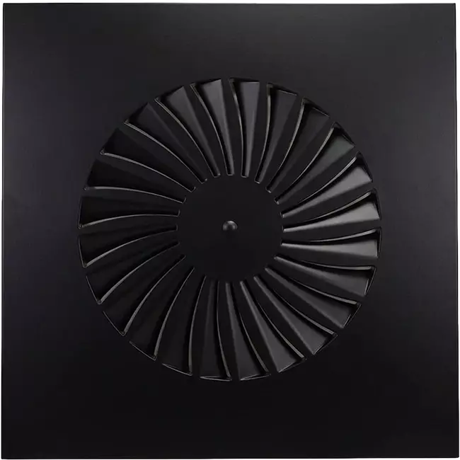Dralldurchlass mit feststehenden Lamellen 600mm quadratisch - SWS 600 RAL 9005 30% Glanz