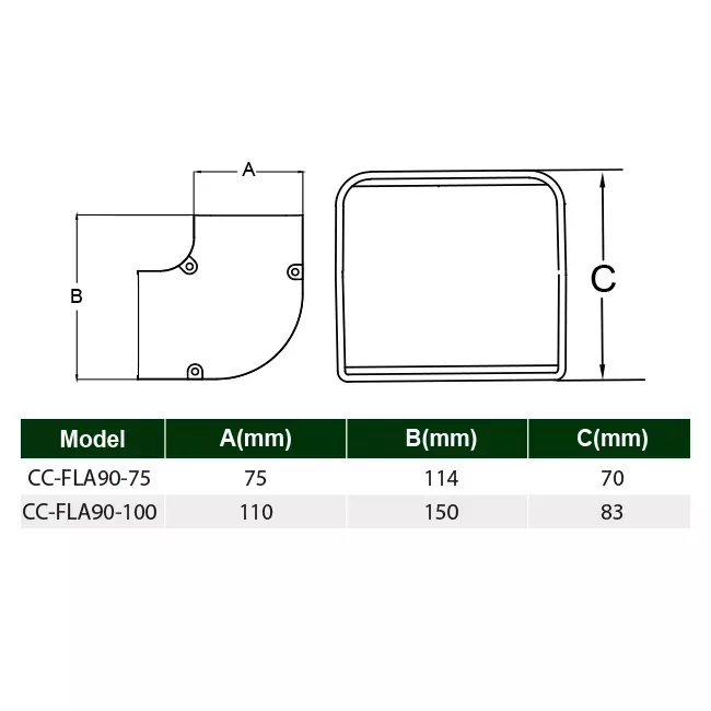ClimaConnect 90° Flachbogen für Montageschacht 100 mm - RAL 9010