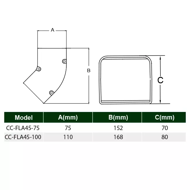 ClimaConnect 45° Flachbogen für Montageschacht 100 mm - RAL 9010