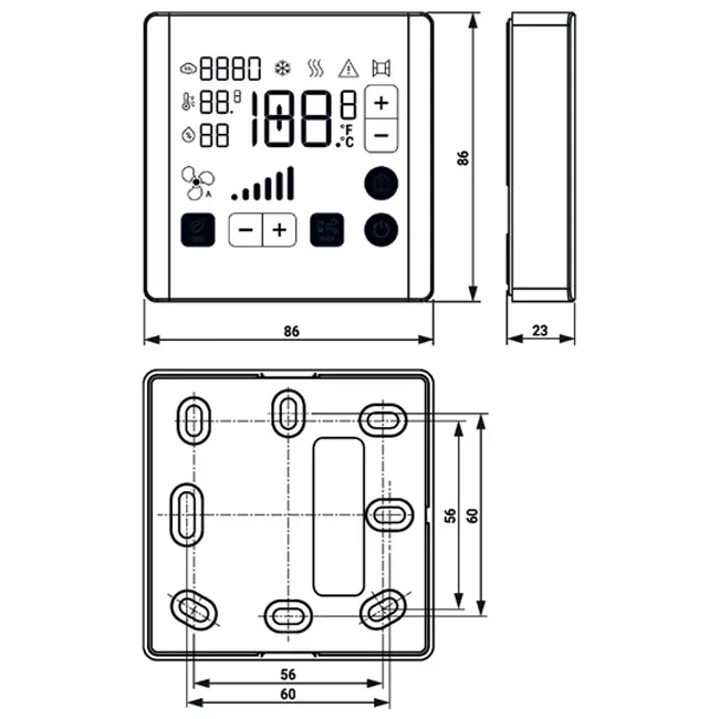 Belimo Raumbediengerät für CO₂, Feuchte und Temperatur - ePaper Touch Display - MP-Bus - P-22RTM-1800D-1