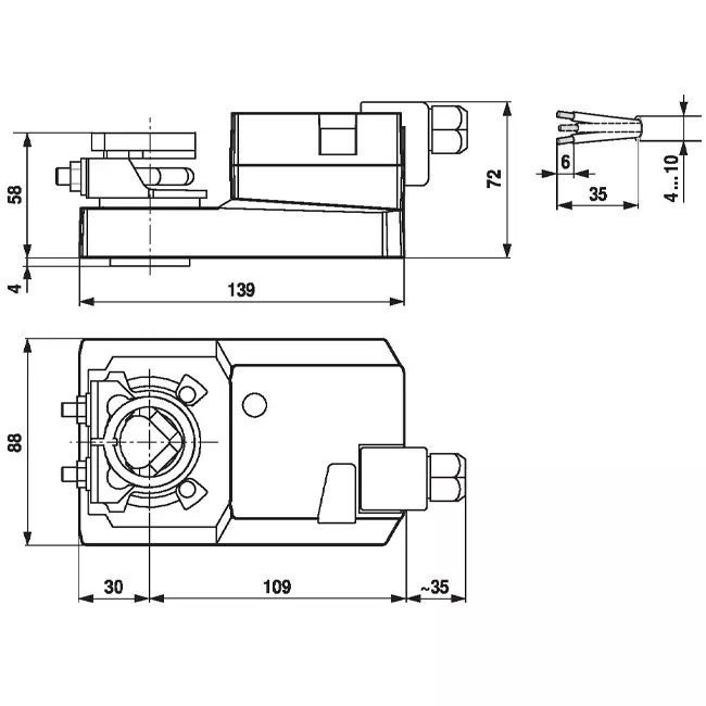 Belimo modulierender Ventilantrieb mit Anschlussklemmen 24V - 2-10V - 20 Nm - SM24A-SR-TP