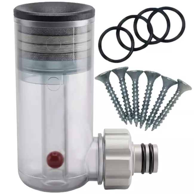 Wasserloser, versenkter Siphon für den Kondensatabfluss.