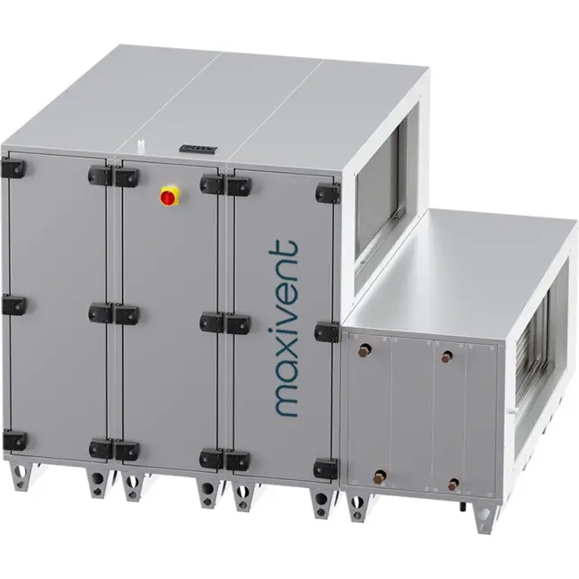 Maxivent WTW-Lüftungsgeräte mit Wärmerad, 10.000 m³/h, mit Warmwasser- und Kaltwasserregister, horizontal rechts – RHE 10000 H WKJR T 01