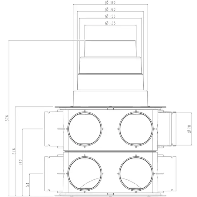 Ubbink DBOX 208V180VE Luftverteilerkasten - 16 Anschlüsse