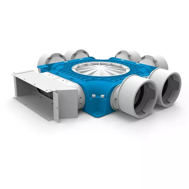 Uniflexplus zusammengesetzter Verteiler 6x Ø90mm für Flachkanal 220x80mm