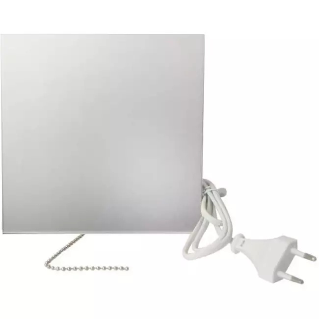 Badlüfter Ø 100 mm mit Zugschnur und Stecker - Glasfront satiniert silber