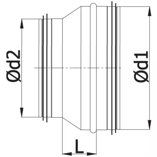 Reduzierstück Ø 180mm - Ø 160mm für Wickelfalzrohre