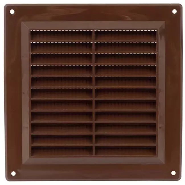 Lüftungsgitter rechteckig mit Grill 150x150 mm braun - VR1550B