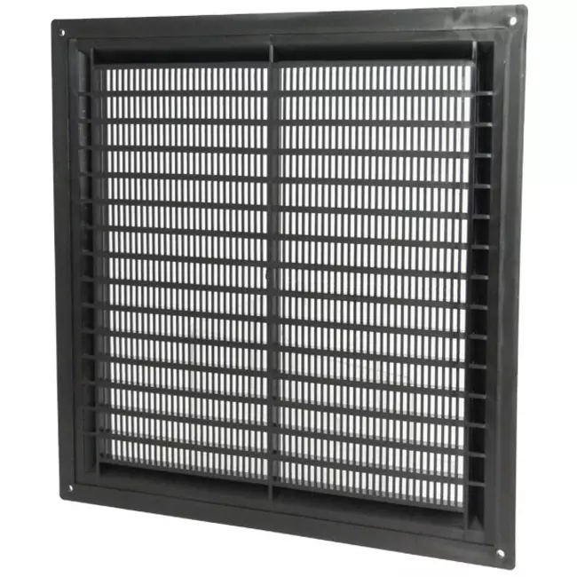 Lüftungsgitter Kunststoff (rechteckig mit Grill) 250x250 Schwarz - VR2525M