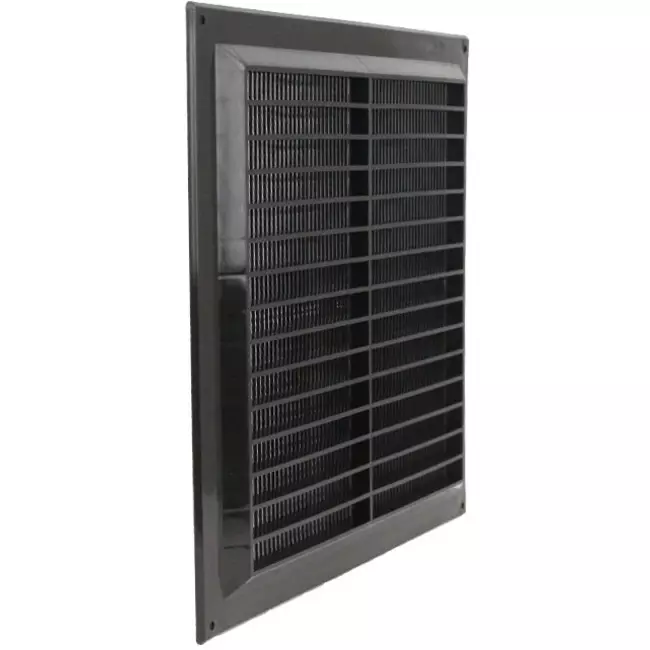 Lüftungsgitter Kunststoff (rechteckig mit Grill) 250x250 Schwarz - VR2525M