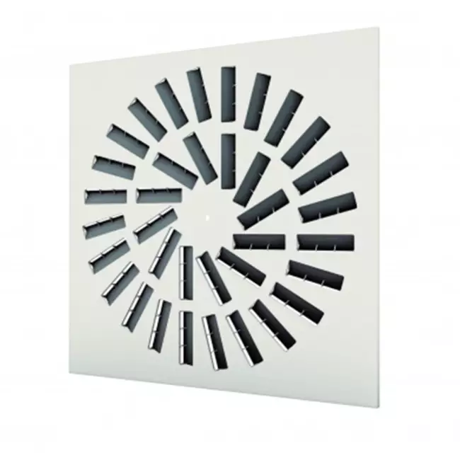 Dralldurchlass 600x600 quadratisch mit 36 verstellbaren Leitschaufln - Mischfarbe RAL 9010