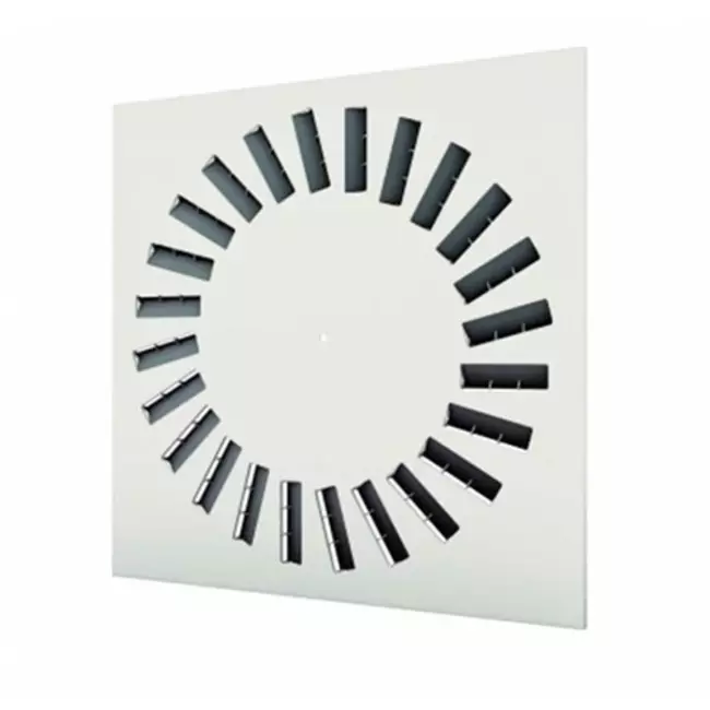 Dralldurchlass 600x600 quadratisch mit 24 verstellbaren Leitschaufeln - Mischfarbe RAL 9010