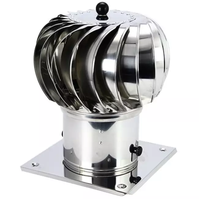 Windbetriebener Dachventilator Edelstahl mit Haube inkl. Dachplatte - 115m³/h