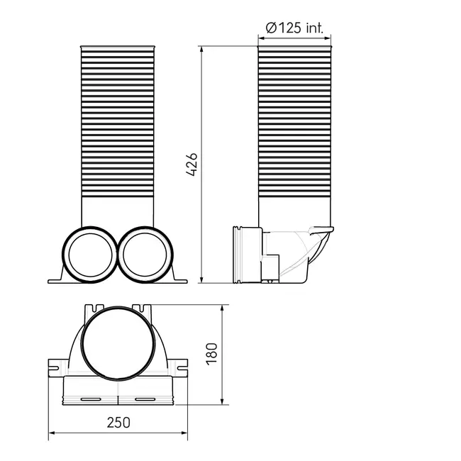 Ubbink Air Excellent 48C Ventiladapter 125 2x90°