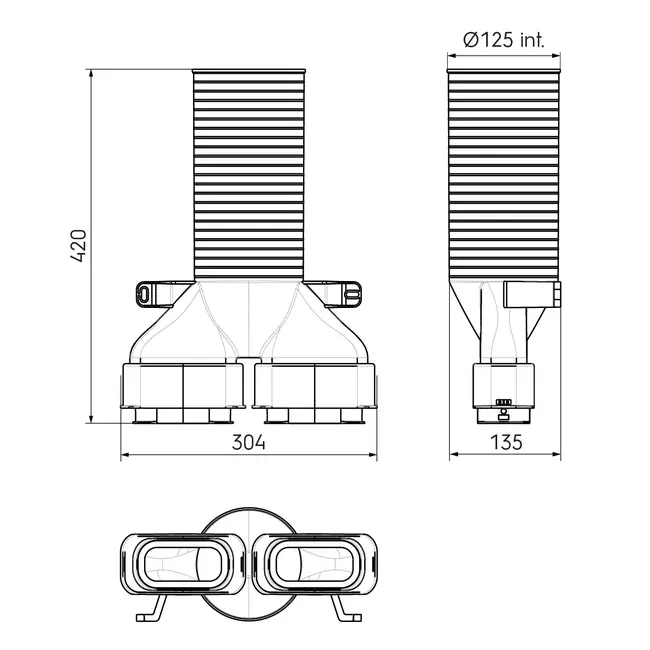 Ubbink Air Excellent 35SC Ventiladapter 125 2x180°