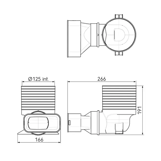 Ubbink Air Excellent 55SC Ventiladapter 125 1x90°