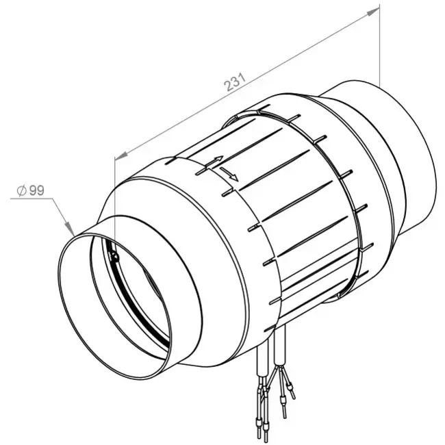 Rohrventilator 100mm gemischter Luftstrom ETAMASTER - EM 100L EC 01