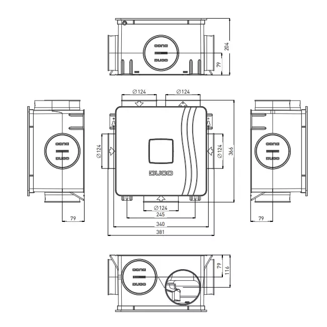 DucoBox Reno 325 m³/h - Schutzkontaktstecker