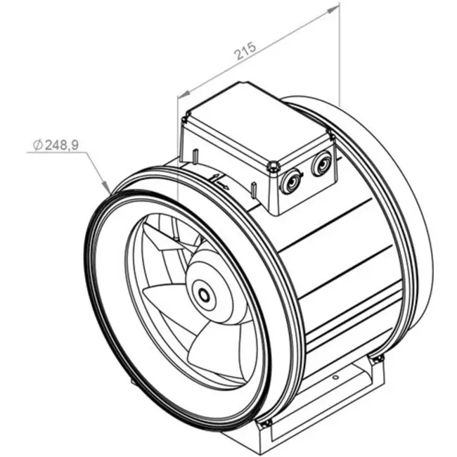 Ruck Etamaster Rohrventilator mit EC Motor 2175 m³/h - Ø 250 mm + Potentiometer 10 kO
