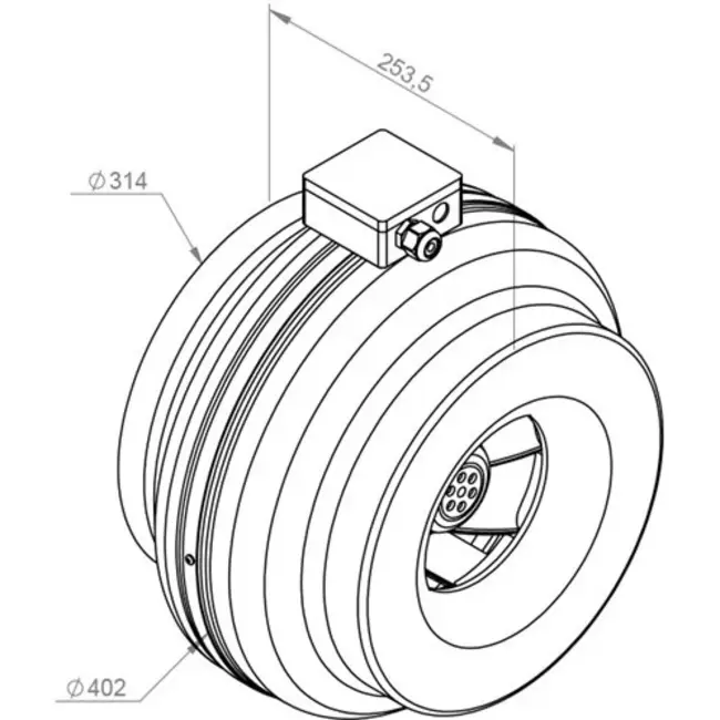 Ventilateur tubulaire 1170m³/h - Ø 315 mm + régulateur électronique progressif 1,0 A