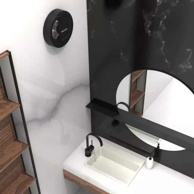 Badezimmerventilator Svara mit Timer, Feuchtigkeits- und Lichtsensor, 100–125 mm (App-gesteuert), SCHWARZ