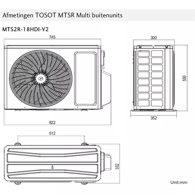 Tosot PULAR Multi Split (3) Klimaanlage Inverter 121212P R32 3x 3,2 kW Set