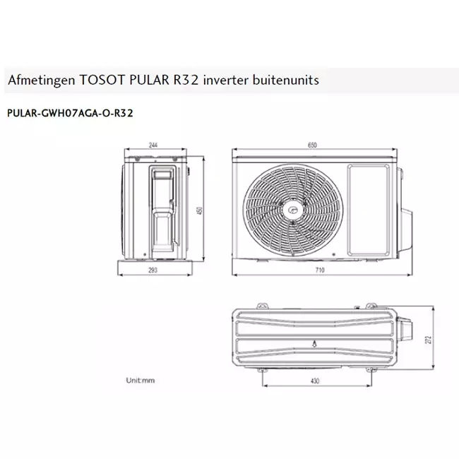 Tosot PULAR by GREE Single Split Klimaanlage R32 2,2 kW Set
