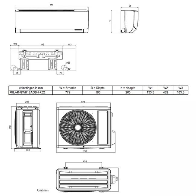 Tosot PULAR by GREE Single Split Klimaanlage R32 3,5 kW Set