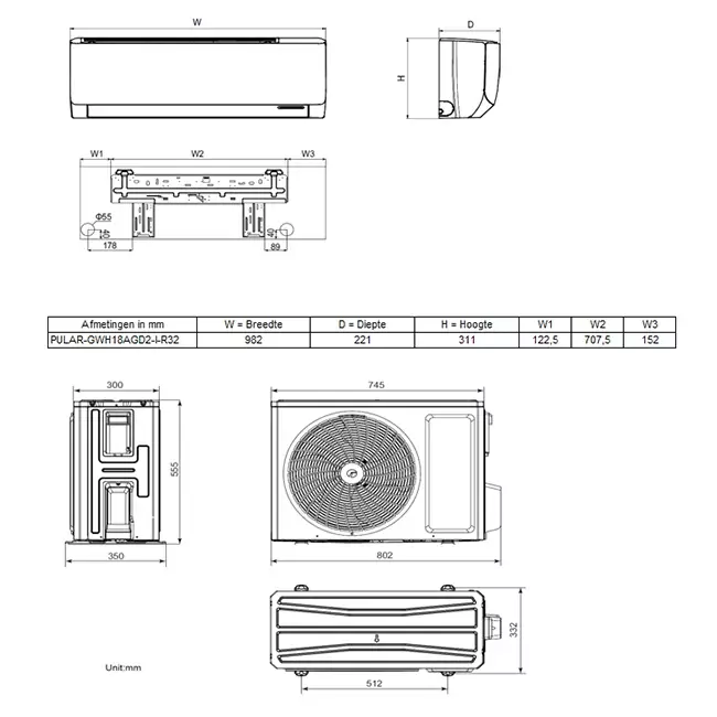 Tosot PULAR by GREE Single Split Klimaanlage R32 5,0 kW Set