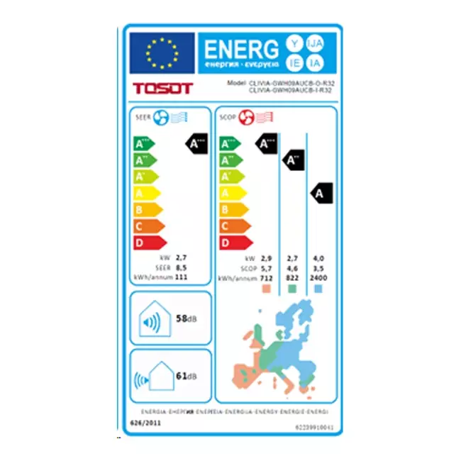 Tosot CLIVIA by GREE Klimaanlage Innengerät schwarzes Design 2,7 kW R32